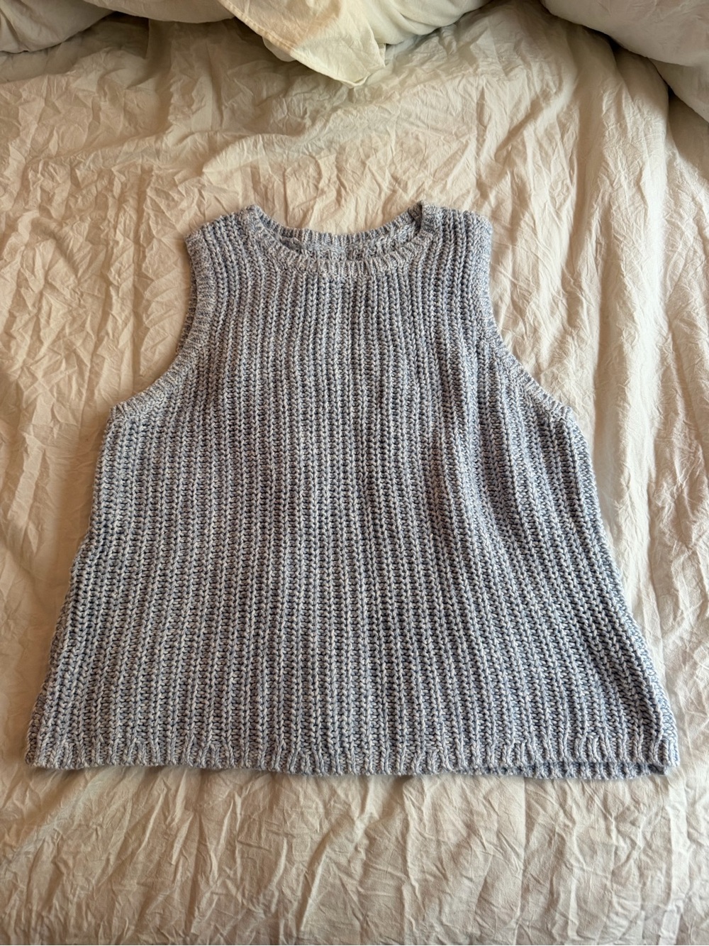 Sleeveless Ribbed Knit Tank Top - Light Blue